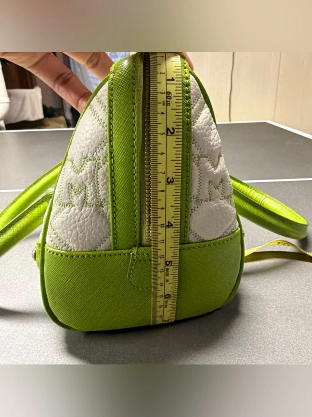 Metrocity Italy White‎ Lime Green Quilted Leather Satchel Handbag Gold Hardware